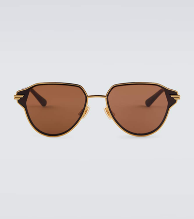 Bottega Veneta Glaze Aviator Sunglasses In Gold