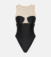 ADRIANA DEGREAS HANDS TULLE BODYSUIT