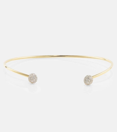 Stone And Strand Dainty Mirror Ball 10kt Gold Cuff Bracelet With Diamonds