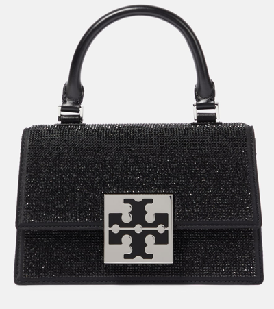 Tory Burch Bon Bon Spazzolato Leather Mini Handbag In Black