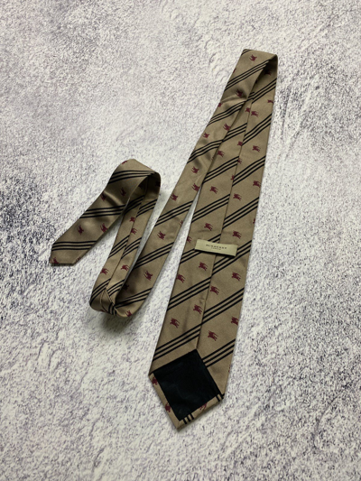 Pre-owned Burberry London Monogram Silk Tie In Brown