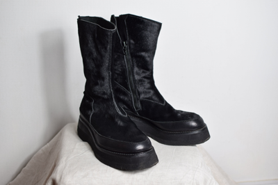 Pre-owned Julius Aw16 Beast Sample Cow Hair Boots - 557fwm5-s In Black