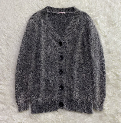 Pre-owned Cardigan Sharera Mohair Style Sweater  In Light Grey