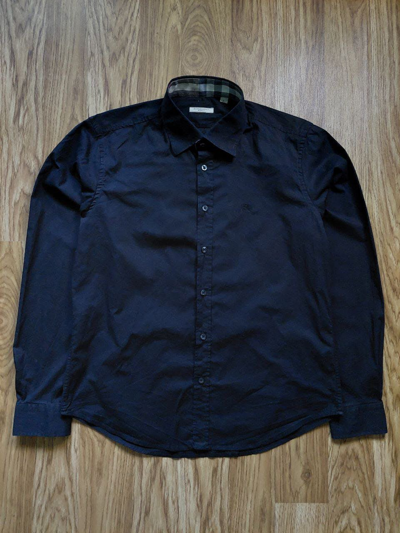Pre-owned Burberry Shirt Black Logo Size Xl Plaid