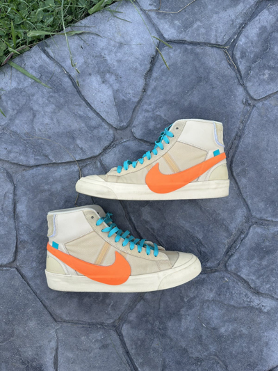 Pre-owned Nike X Off White Off-white Nike Blazers Hallows Eve Size 12 Orange Teal Shoes