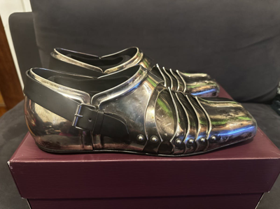 Pre-owned Balenciaga Chevalier Derby Shoes In Silver