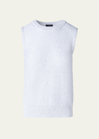 Akris Linen-blend Knit Top With Sequins In Ecru