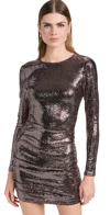 L Agence Sunni Long Sleeve Mini Dress In Black/bronze Sequin In Black/bronze Sequin