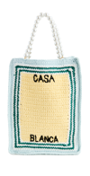 Casablanca Crochet Tote Bag With Embroidered Logo In Knit Multi