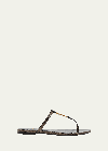 Saint Laurent Cassandra Logo-embellished Patent-leather Sandals In Metal Walnut