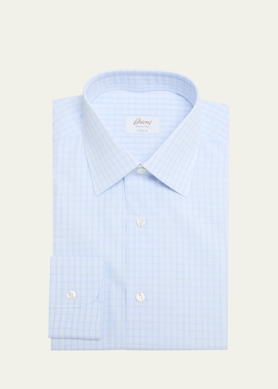 Brioni Men's Cotton Micro-check Dress Shirt In Lilacwhit