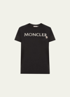 Moncler Logo Embroidered Crewneck T-shirt In Black