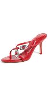 ALEXANDER WANG DOME 85 STRAPPY SLIDE SANDALS BRIGHT RED