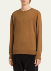 Zegna Men's Cashmere-silk Casheta Light Crewneck Sweater In Foliage