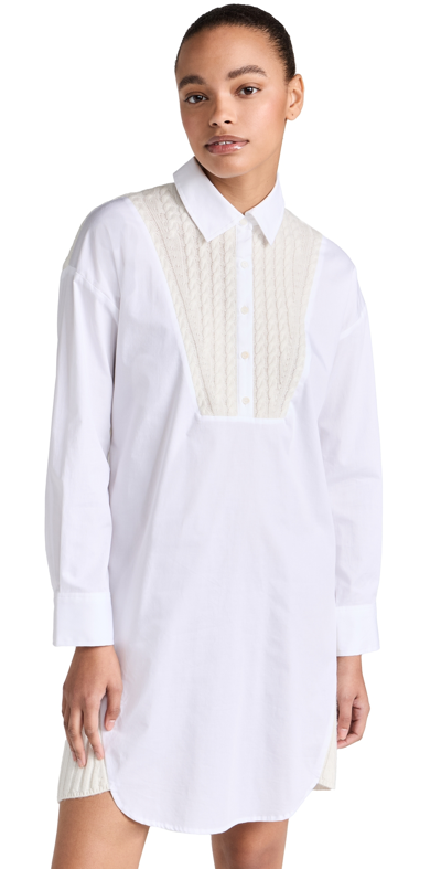 Naadam Wool Cashmere Hybrid Collared Mini Dress White Xs