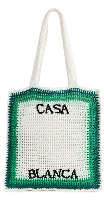 Casablanca Cotton Crochet Bag Knit Green / Multi