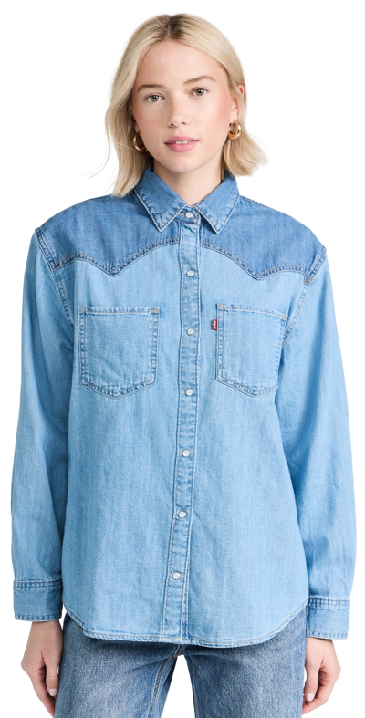 Levi's Levis Womens Done And Dusted 2 Toedora Western Contrast-panel Regular-fit Shirt