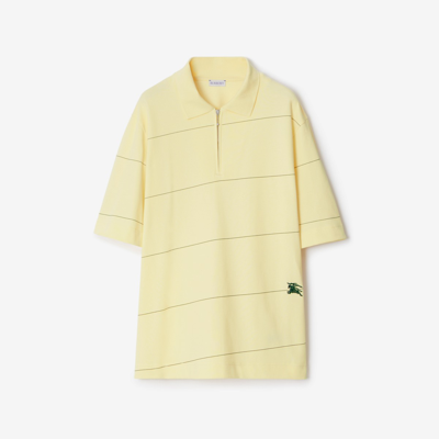 Burberry Striped Cotton Polo Shirt In Sherbet