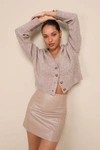 Lulus Exclusive Aesthetic Taupe Vegan Leather Mini Skirt In Taupe