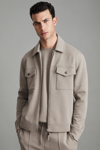 Reiss Mens Taupe Medina Regular-fit Short Stretch-woven Jacket In Taupe