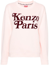 Kenzo Crew Neck Verdy Sweatshirt With Flocked Logo In Pink