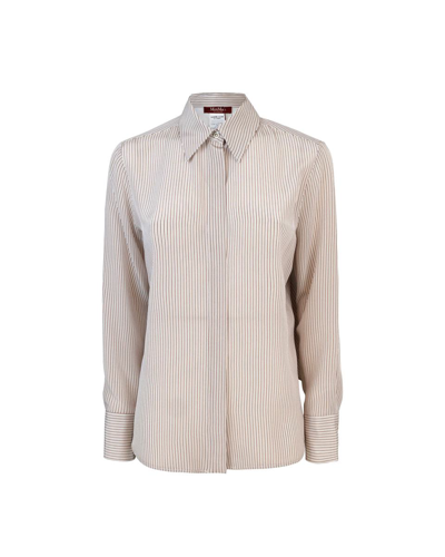 Max Mara Gong Shirt With Leather Stripe In Multi