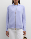 Lafayette 148 Cashmere Knit Zip-up Cardigan In Wild Bluet