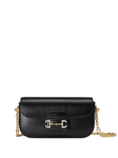 Gucci Small Horsebit 1955 Leather Shoulder Bag In Black