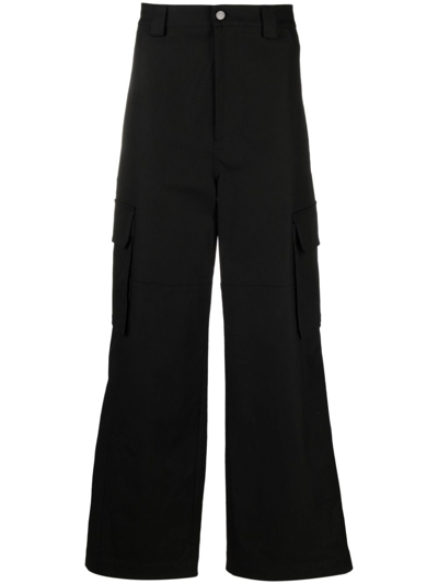 Valentino Straight-leg Cotton Cargo Trousers In Black