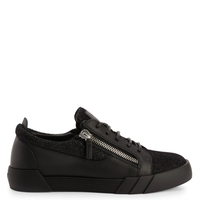 Giuseppe Zanotti Mesh Panels Low Top Sneakers In Black