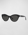 Lauren Ralph Lauren Rl Monogram Acetate Cat-eye Sunglasses In Black