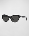 Ralph Lauren Rl Monogram Acetate Cat-eye Sunglasses In Black