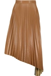 BISHOP + YOUNG PLEATED LEATHER SKIRT IN LATTE