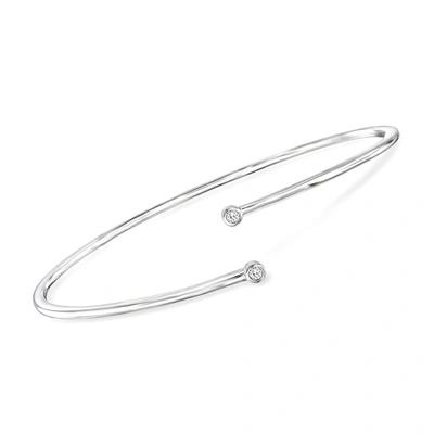 Rs Pure By Ross-simons Diamond-accented Bypass Bangle Bracelet In Sterling Silver