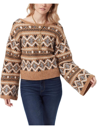 Sam Edelman Womens Metallic Fair Isle Pullover Sweater In Blue