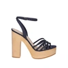 Paige Chelsey Denim Ankle-strap Platform Sandals In Blue