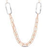 Mimi & Max Two-tone Paperclip Chain Necklace In Rose Plated Sterling Silver - 37 In In Multi