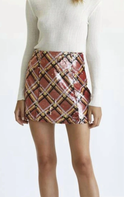 Fate Sequin Sally Skirt In Multi In Red