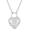 Mimi & Max Heart Lock Necklace With Chain In Sterling Silver - 16+3 In In White