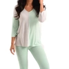 French Kyss Penelope 2 Tone Kashmira Sweater In Gray/mint In Green
