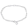 Mimi & Max Fancy-cut Oval Link Heart Charm Bracelet In Sterling Silver-7.5 In In White