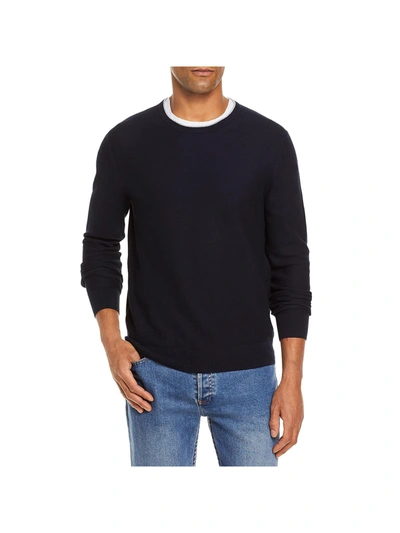 The Men's Store Mens Cotton Heathered Crewneck Sweater In Blue