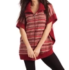 FRENCH KYSS PENELOPE ZIP-UP PONCHO IN RED MULTI