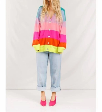 Crush Women's Malibu Rainbow Stripe Cashmere Sweater In Pink