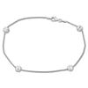Mimi & Max 6mm Ball Station Chain Anklet With Sterling Silver Lobster Clasp - 9 In In White