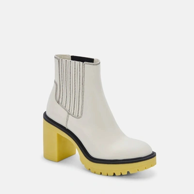 Dolce Vita Caster H2o Leather Booties In White/green
