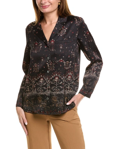 Rebecca Taylor Gossamer Printed Blouse In Black