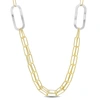 Mimi & Max Two-tone Paperclip Chain Necklace In Sterling Silver - 37 In In Yellow
