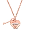 Mimi & Max Heart And Key Charm Love Mom Necklace In Rose Silver - 16+2 In. In Pink