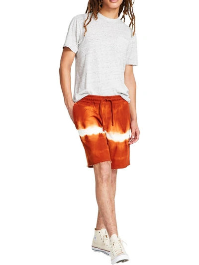 Sun + Stone Mens Fleece Tie Dye Cutoff Shorts In Orange